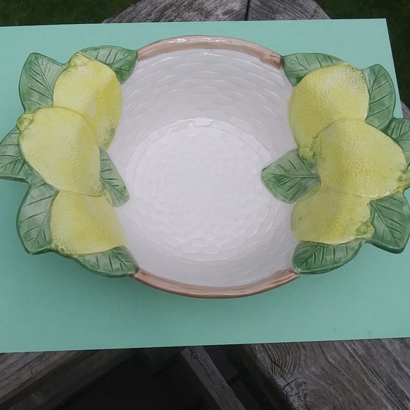 Vintage Fitz and Floyd Fruit Basket Weave Lemon bowl - Picture 4 of 15